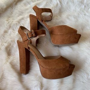 Candies Suede Peep Toe Heels, Size 8 1/2